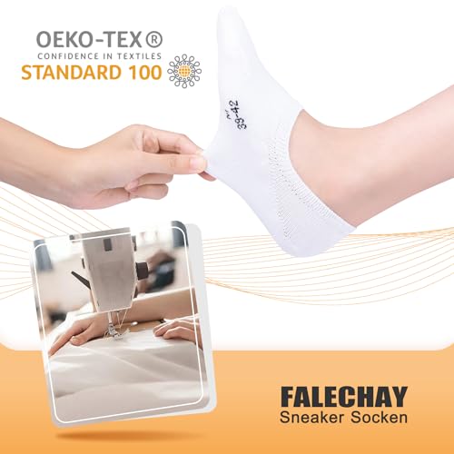 Falechay Sneaker Socken Damen Füsslinge Herren Sneakersocken 8 Paar Unsichtbare Ballarinas Socken Frauen schwarz weiß 39-42