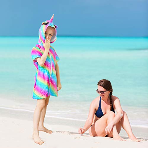 Sylfairy Unicorn Cover Up For Girls Terry Swim Cover Ups Hooded Terry Kids Cover Up Bathing Suit Beach Dress (Rainbow Unicorn, 6-7Years) #TOP2