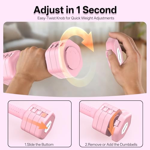 Image of JOROTO 5-in-1 Adjustable Dumbbell Set, 8LB /11LB Pair Adjustable Weights for Women at Home, 1s-Adjust Dual Locking Stable Hand Weights with TPE Soft Handle, Home Gym, Rehab, Pilates, Yoga, Strength Training