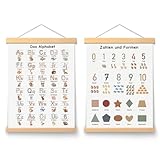 Status Spinner Lernposter für Vorschulkinder, Poster mit Buchstaben, Zahlen und Formen für Kleinkinder, ABC Wanddekoration für Klassenzimmer, Spielzimmer, Kinderzimmer, 31 x 44 cm, 2er Set，Farbig