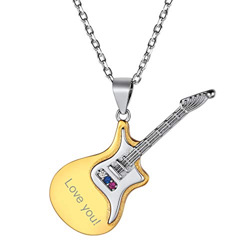 Collier guitare finition platine et or 18 carats pour passionné