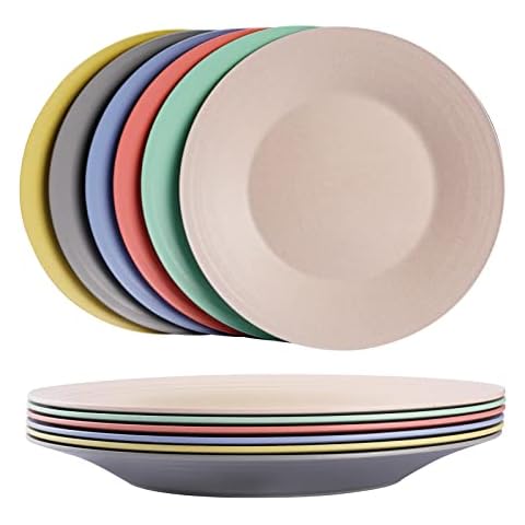 greenandlife 10inch/6pcs Dishwasher & Microwave Safe Wheat Straw Plates - Lightweight Reusable Unbreakable Dinner Plates, Non-toxin, BPA Free and Healthy for Kids & Adults Cover
