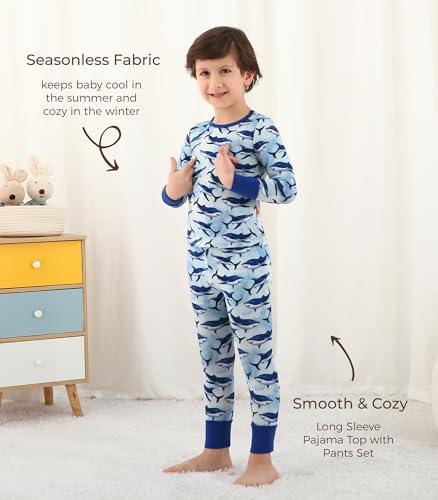 Image of Toddler Boys Girls Clothes Viscose from Bamboo Long Sleeve Top and Pants Clothing Set Soft 2Pcs Kid Outfit