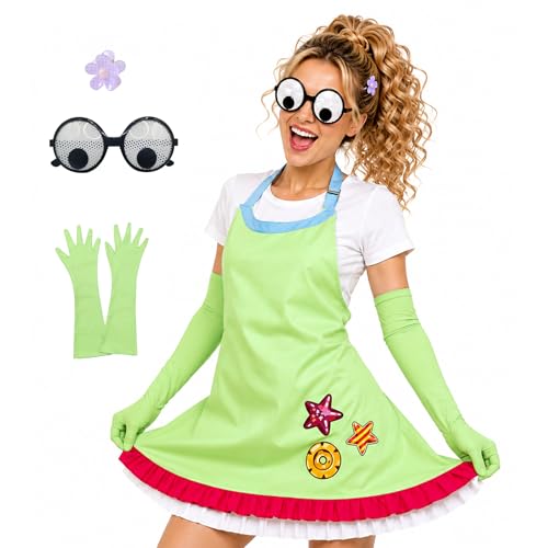 OUHAICUST Forky Costume Adult Knifey Costumes Karen Beverly Funny Couple Halloween Partner Cosplay Apron Accessories Outfit Green