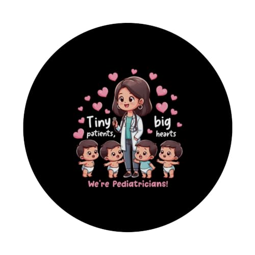 Tiny Patients, Big Hearts - We're Pediatricians! PopSockets Swappable PopGrip, Black - Image 3
