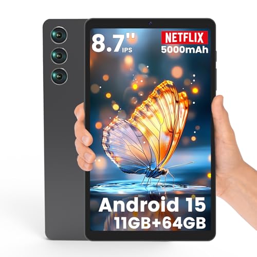 Image of Android 15 Tablet 8.7 inch, Mini Tablet 5000mAh, Dual-Band WiFi & BT5.0, 11GB RAM & 64GB ROM 1TB Expandable, Tablet Computer with IPS HD Display, Kids Tablet Support GPS, GMS, Widevine L1