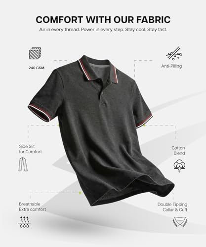 Image of AWG ALL WEATHER GEAR Cotton Polo T-Shirt | Half Sleeve Plain-Regular Fit | Soft Breathable Solid Tee | Collar Tshirts | Casual & Office Wear | Comfortable Everyday Cotton Polo | Mens Tshirts