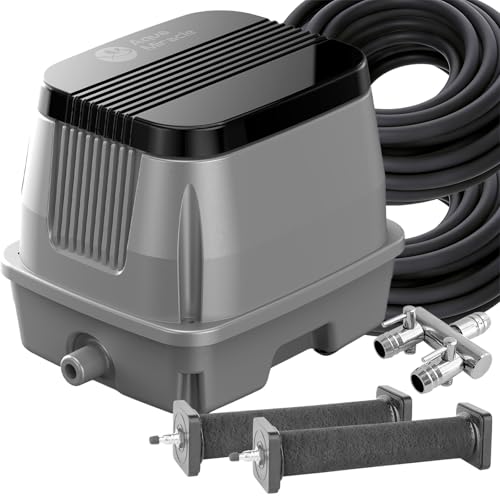 AquaMiracle Koi Pond Aerator Pond Air Pump for Outdoor Ponds 10000-15000 Gallons, All-in-One Aeration Kit with Self-Sinking Airline Flow Control Rubbe