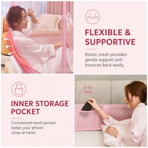 Image of Dawnwake Mosquito Net for King Size Double Bed, Anti-Fall Machardani Mosquito Net for Babies and Adults, Portable Foldable Mosquito Net Tent for Travel /Camping (Pink, 200x180cm)