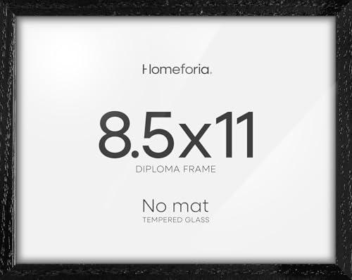 Image of Homeforia 8.5x11 Diploma Frame Black Wood, High End Oak 8.5 x 11 Certificate Frames, 11x8.5 Black Document Frames for Wall or Tabletop, 8.5 by 11 Award Wooden Frame, Tempered Glass, Wall Kit, Set of 2