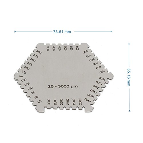 Medidor de Espesor de Película Húmeda para Soldadura, Rango 25-3000 μm, Herramienta Hexagonal de Inspección de Grosor de Pintura miniatura 2