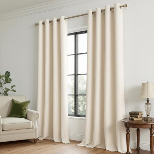 Image of MIULEE Birch Blackout Bedroom Curtains Drapes 96 Inch Long 52 inchx96 inch | Grommet Top, Room Darkening Window Drapes, Privacy Protection, Thermal Insulated, Heat Blocking, Light Blocking
