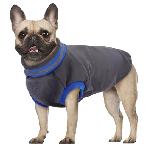Hundepullover Mittelgroße Hunde, hundemantel mit Klettverschluss Hundeweste Fleece Winter Warm Sweater für Hunde(Grau, M)