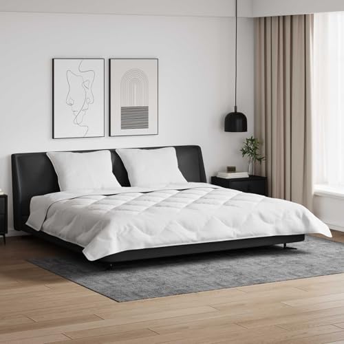 GeenYuu Juego de funda de edredón de microfibra y plumas de plumón, 240 x 220 cm, con 2 almohadas, transpirable, extra cálido, acolchado a cuadros, fácil de limpiar, para dormitorio, comodidad durante