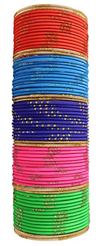 Image of NMII Non-Precious Metal with Base Metal Spreads with Zari Glossy Finished Premium Traditional Bridal Chuda Bangle set for Women and Girls