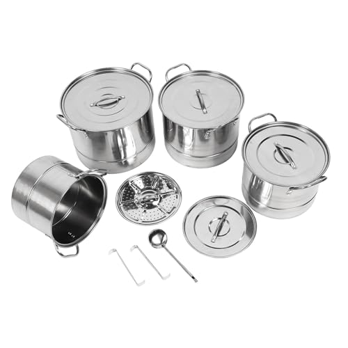 PWSHYMI 4PCS 8QT 12QT 16QT 20QT Juego de Ola de Acero Inoxidable, Caldera con Bandejas y Tapas Vaporizantes para Cocina de Inducción de Gas de Cocina, Utensilios de Cocina de