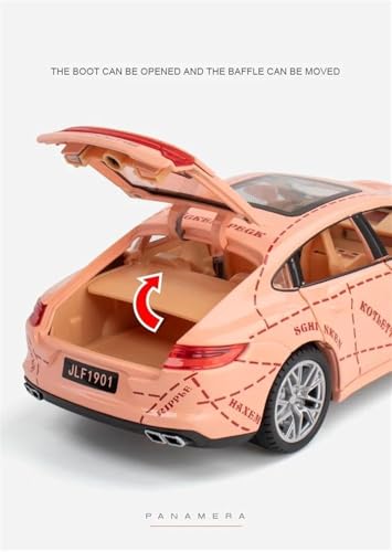 Image of Compatible for 1:24 Porsche Panamera Toy Car Model, Diecast Collectible Pull Back Model Car with Sound and Light, Toy Gift Vehicles for Adults Kids Boys Girls (1:24 Porsche Panamera-Pink Color)