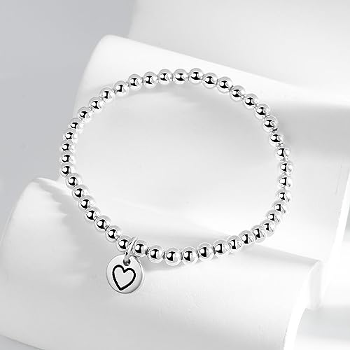 925 Sterling Silver Handmade Strand Chain Bracelet 4mm Bead Ball Stretch Bracelets for Women Silver Jewelry Gift2