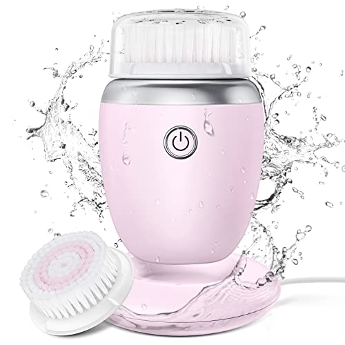 Facial Cleansing Brush Face Scrubber: Electric Sonic Vibration Rechargeable Exfoliating Deep Cleaning Facebrush Skin Exfoliator Waterproof Wireless Charging Cleanser System Device