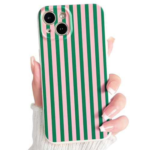 Lovmooful for iPhone 14 Plus Case Cute Color Striped Design-Green&Pink by Lovmooful - Used condition - US$5.17