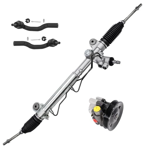 Detroit Axle - Power Steering Rack and Pinion Kit for Toyota Camry Lexus ES330 2004 2005 2006 Power Steering Pump with Pulley Rack and Pinion Assembly Front Outer Tie Rods Replacement