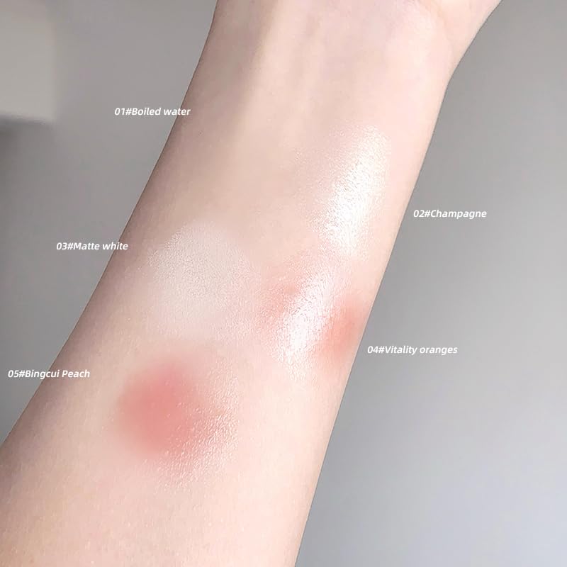 Image of Gege Bear Smart Water Sensory High Light Stick | Makeup Highlighter for Women | Aesthetic Highlighters Pastel Collection | Long-Lasting Glow | Moisturizer Formula for Teen Girls Women Skin | Cute Pastel Color Shades Set (03# Matte White, 3.8g)