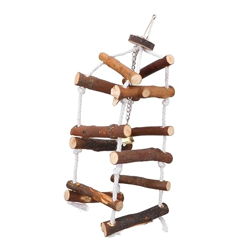 LIOOBO 木製のスイングおもちゃ オウム用ハンギングブランコ 鳥オウムスイングおもちゃ ぶら下げ セキセイインコのおもちゃとアクセサリー 遊ぶ ロープ 止まり木 ケージ 竹