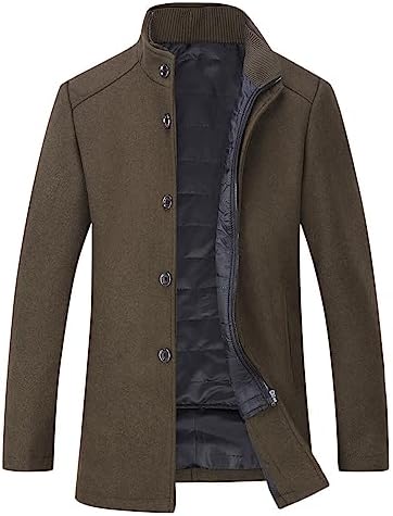YOUTHUP Herren Wolle Mantel mit Steppweste Regular Fit Winter Wollmantel | Herausnehmbare Steppweste, Stehkragen, Einreiher, Innentaschen, Dicker, Winddicht, Kurzmantel, Freizeit B