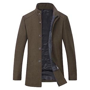 YOUTHUP Herren Wolle Mantel mit Steppweste Regular Fit Winter Wollmantel