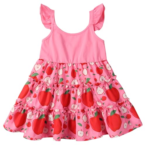 WISREMT Toddler Girl Summer Sleeveless Dress Casual Printed Ruffle Sundress Tiered Floral Boho Beach Dresses for Kids 1-5T