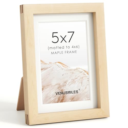 Image of 5x7 Picture Frame, USA-Sourced Natural Maple Wood Photo Collage Frame with HD Tempered Glass, Modern Simple 5 x 7 Wooden Frame Matted to 4x6, Gallery Wall Frames for Art, Wall or Tabletop Display