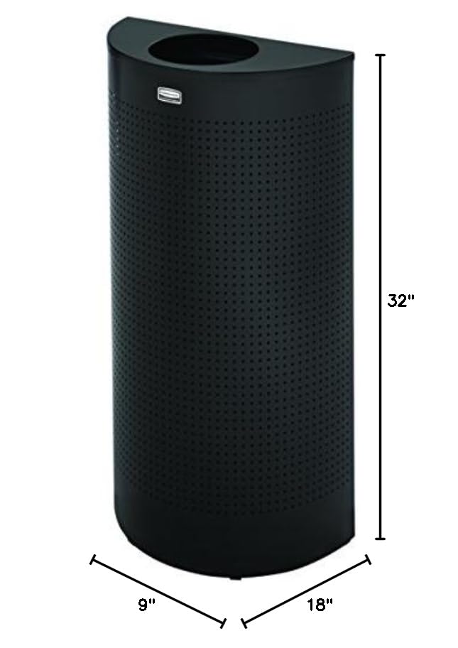 Image of Rubbermaid Commercial Products Silhouette Trash Can, 1- Gallon, Black, Indoor /Outdoor Garbage Can /Bin with Side Opening for Lobby /Office /School /Restaurant