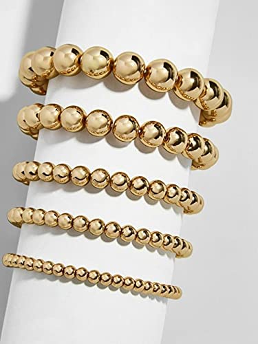 CHOUDOUFU Estatua Escultura Adorno Pulseras Multicapas De Color Dorado Adolescente para Mujer, Pulsera Elástica Elástica con Bola CCB De Cuentas Naturales, Regalo De Joyería para Hombres Y Mujeres Cover
