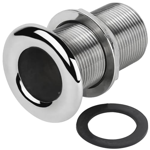 SHENGHUISS 316 Stainless Steel Thru-Hull Fittings with Nut&Custom Gasket for Boats, Yachts or Rvs (B-1 inch)