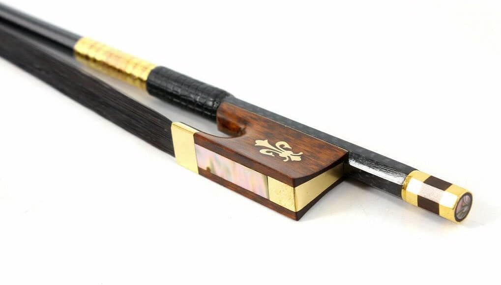 4/4 full size violin Bow Strong light Carbon fiber Stick Snakewood Frog Natural Bow hair nice pattern inlay