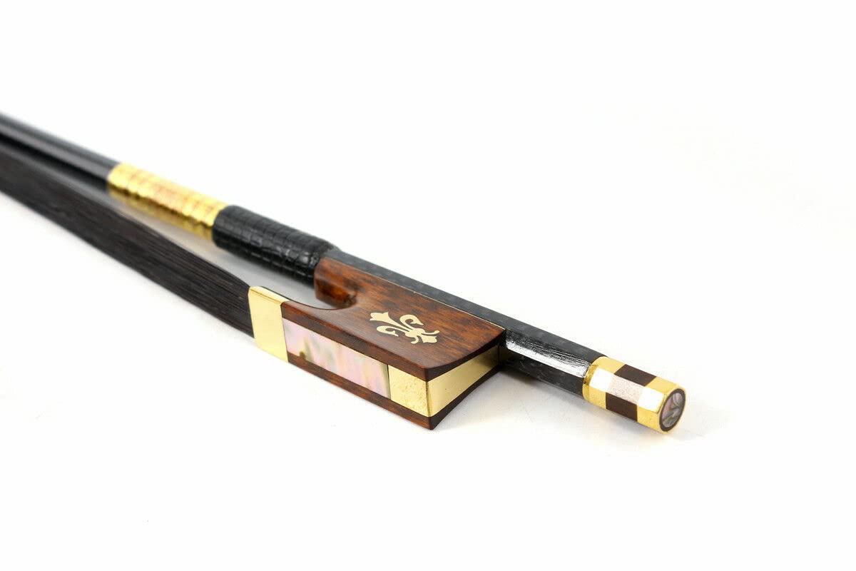 4/4 full size violino Arco Forte luce Fibra di Carbonio Stick Snakewood Rana Arco Naturale capelli bel modello intarsio