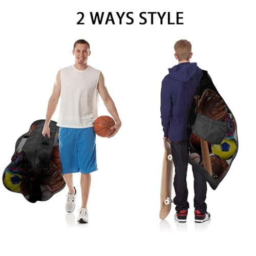 BROTOU 40" x 30" Extra Large Sports Ball Bag, Upgrade Thicken Ball Bags for Coaches, Adjustable Shoulder Strap and Hanging Ears with Handle, Mesh Bag for Basketball, Volleyball, Swimming Gear (8) by BROTOU - Image 2