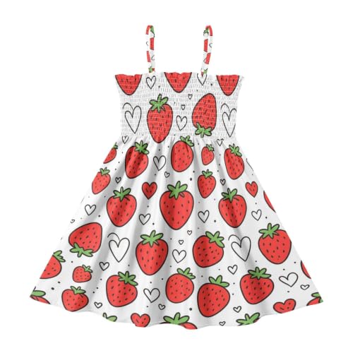Toddler Vacation Dress Strawberry Heart Beach Sundress Strap Outfits 3T