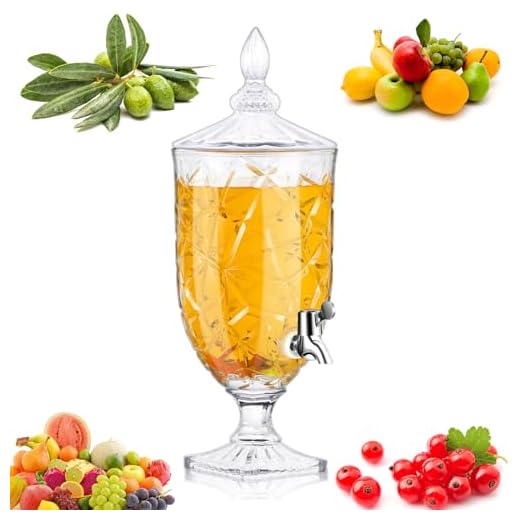 Mumufy Distributeur de boissons froides glacées de 4 litres en verre avec support et robinet anti-fuite, serveur à large ouverture, pichet en cristal pour thé, mariage, bar liquide