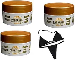 Kit 03 Parafinas Bronzeadora Gold 120g Lorkin + Biquíni para Marquinha tipo Fita em Tecido (Tamanho único)