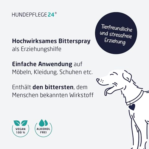 Hundepflege24 Knabberschutz Hund 1l DER BITTERSTE, DEM Menschen BEKANNTE WIRKSTOFF gegen Knabbern & Ankauen von Möbel, Kleidung, Schuhe UVM - Anti Knabber Spray & Fernhaltespray Hunde & Katzen