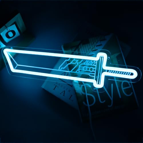 Image of FF7 Cloud Buster Sword Neon Signs for Gameroom Wall Decor, Cloud Strife Steel Knife Neon Lights for Men Cave, Game Room Bedroom Neon for Bar Pub Teen Boy Gifts 15 * 5 IN