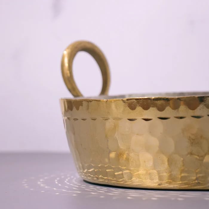 Zishta Handcrafted Brass Jalebi Pan β Traditional Kadai | Dual Handle | Tin Coating Inside | Perfect for Jalebi, Curries & Deep Frying | 2L | Hand Beaten Artisan Brass 4