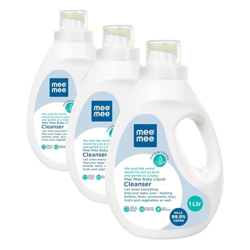 Image of Mee Mee Liquid Cleanser 1000ML Anti-Bacterial Kills 99.9% Germs | Cleanser for Bottles, Nipples, Accessories, Toys, Fruits & Vegetables No Alcohol, One Drop Cleaning, Dermatologically Tested