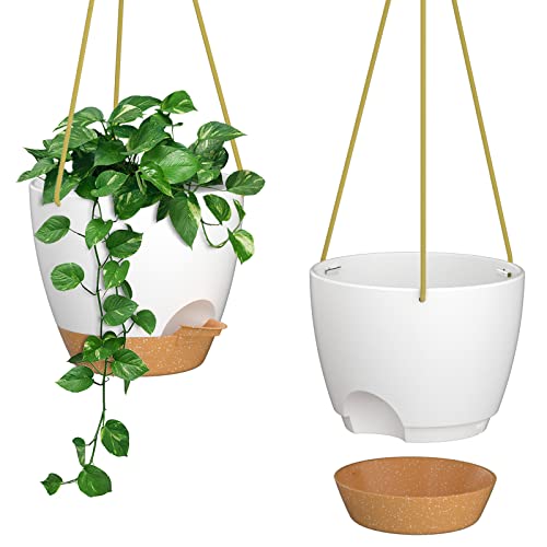 ZMTECH 20 cm - Pot de fleurs - 2 pièces - Pour plantes - Décoration d'intérieur - Extérieur - Plafonds, balcon et jardin - Blanc Cover