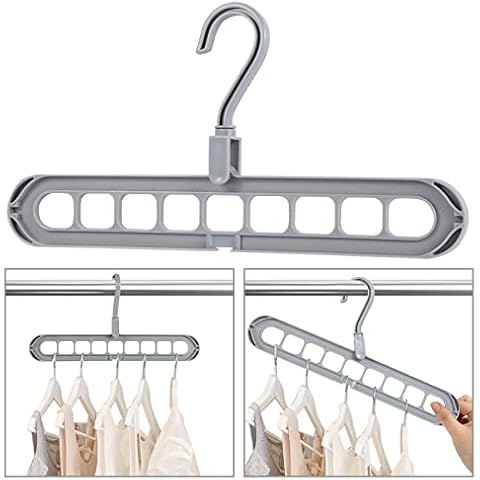 ZEDODIER Magic Hangers, Space Saving Hangers 5 Pack Sturdy Plastic 9-in-1 Hanger Closet Organizer(Grey) Cover