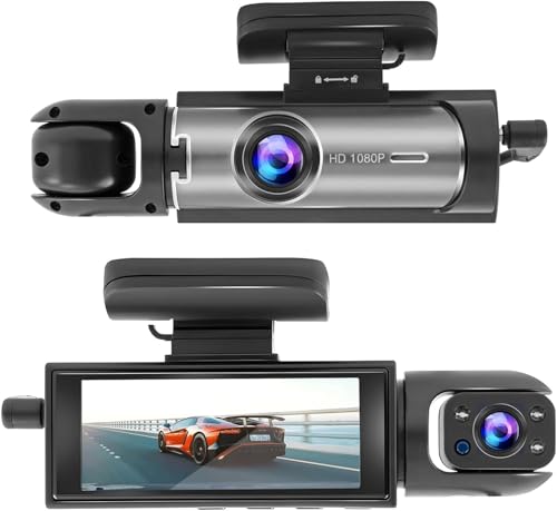 Dash Camera Front and Inside, 3.16inch Dash Cam 1080P, G Sensor HD Night Vision Loop Recording Wide...