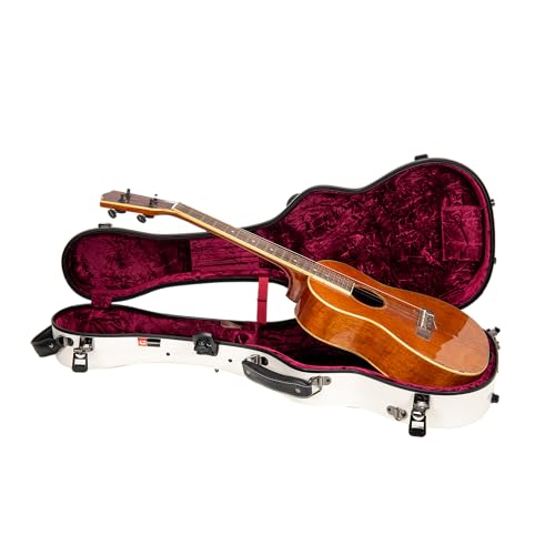 Crossrock Tenor Ukulele Case, Fits Up to 27 Inches | 100% Fiberglass Hardshell with Brand Latches, TSA Lock, Accessory Compartment, and Detachable Straps-Milky White (CRF2030TUMW)