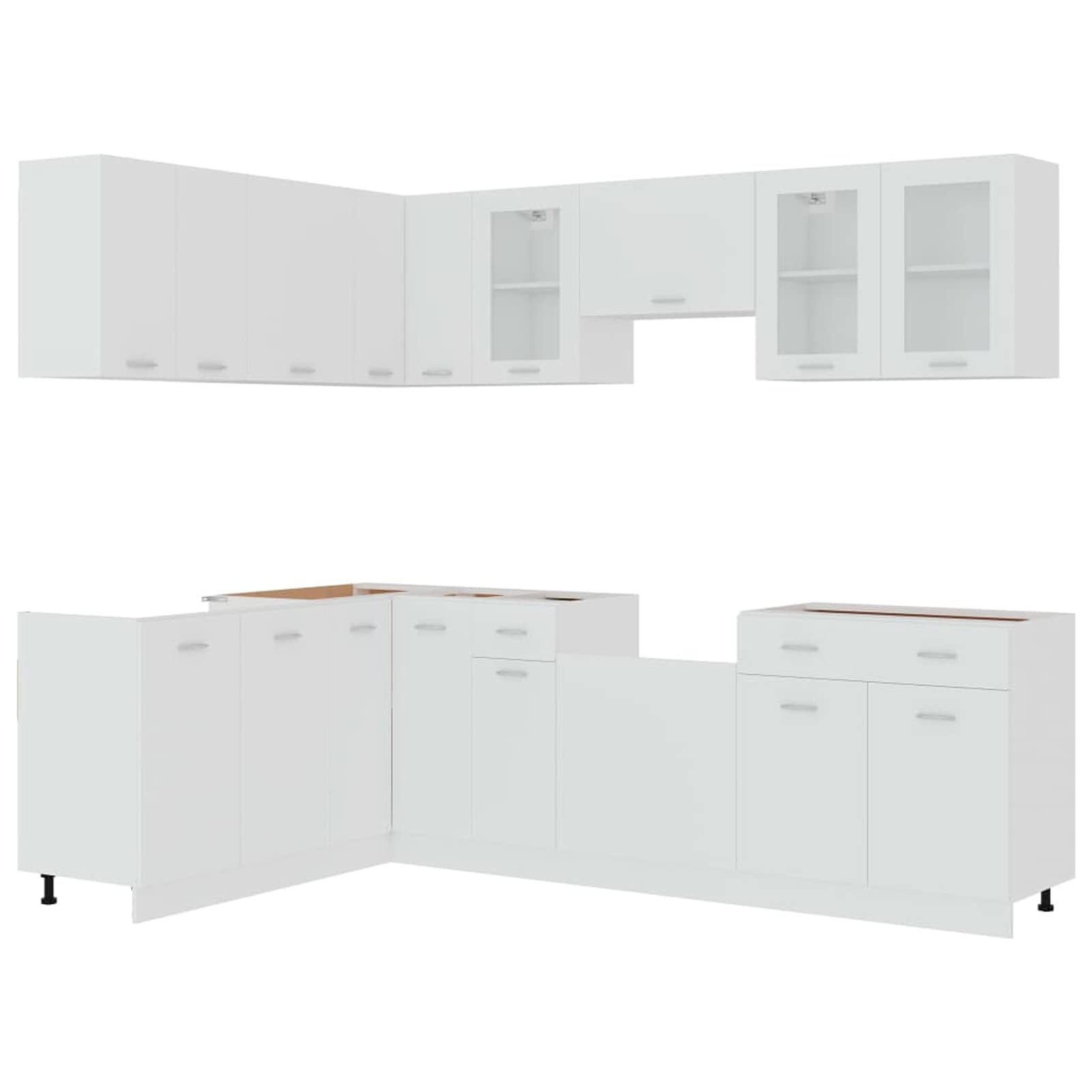 11-TLG. Küchenzeile Weiß Holzwerkstoff, Einbauküche, Küche Komplett, Einbauküchen, Single Küche Komplett, Kleiner Küchenblock