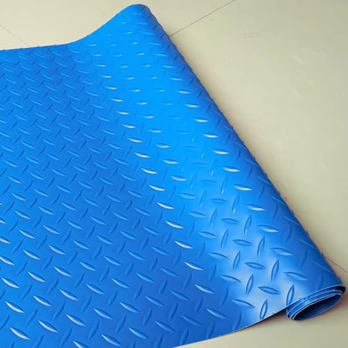 Revêtement de Sol en Caoutchouc antidérapant - Tapis de Sol Usage Industriel - Protection amortissante Contre Les Chocs et l'usure pour Zones de Chargement - Breit gerippt,Bleu,1.2x4m